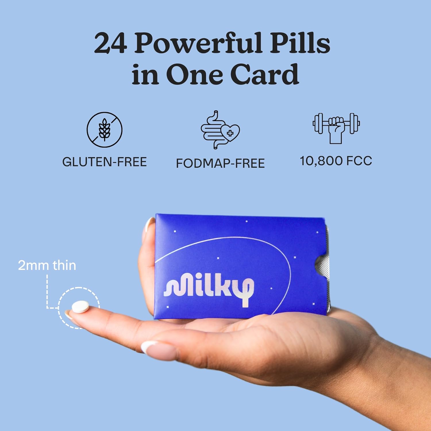 Milky Lactose Intolerance Pills - 10,800 FCC - Dairy Relief for Lactose Intolerance - Lactase Enzyme Tablets - Bloating & Gas Relief (48 Count Cosmic Black)
