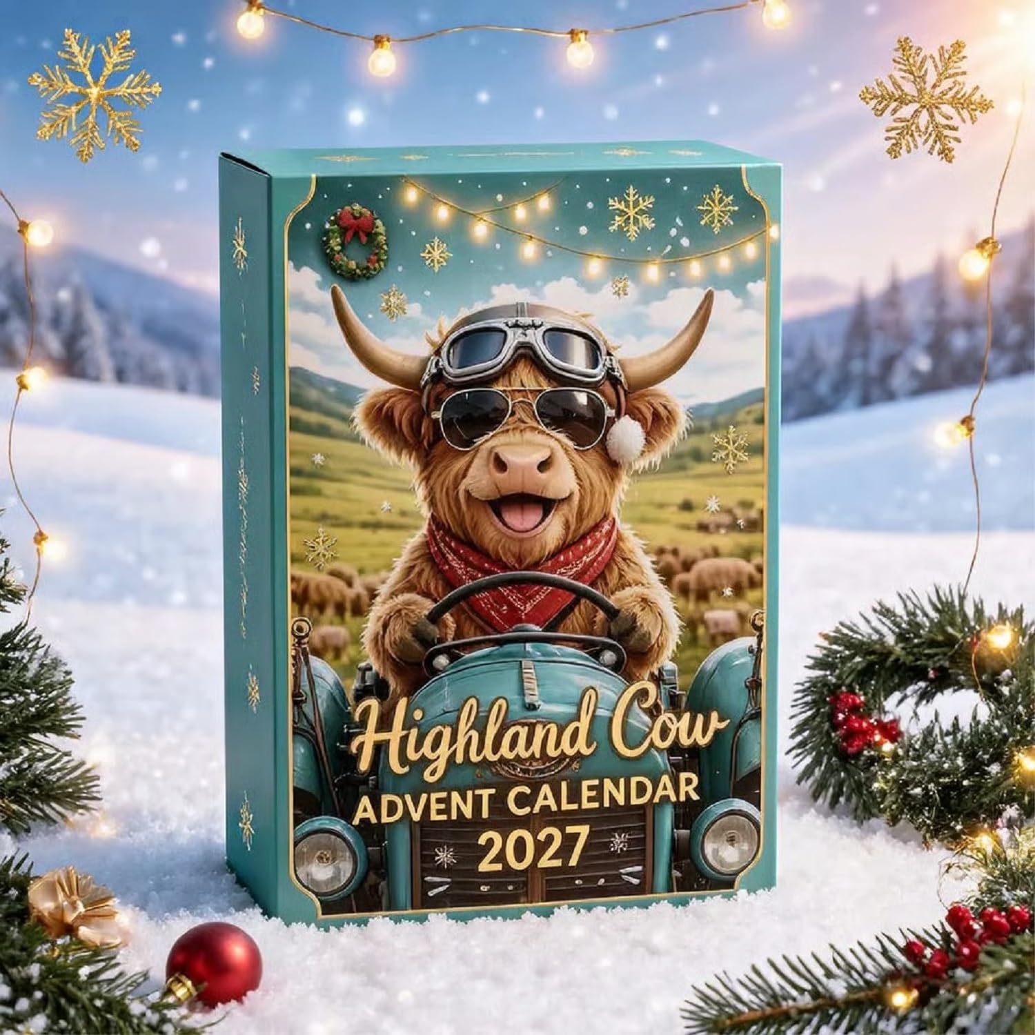 Adventskalender Mit Hochlandrindern 2027 | Niedliche 3D-Minifiguren Von Hochlandrindern Als Adventskalender, Ideal Als Weihnachtsbaumschmuck