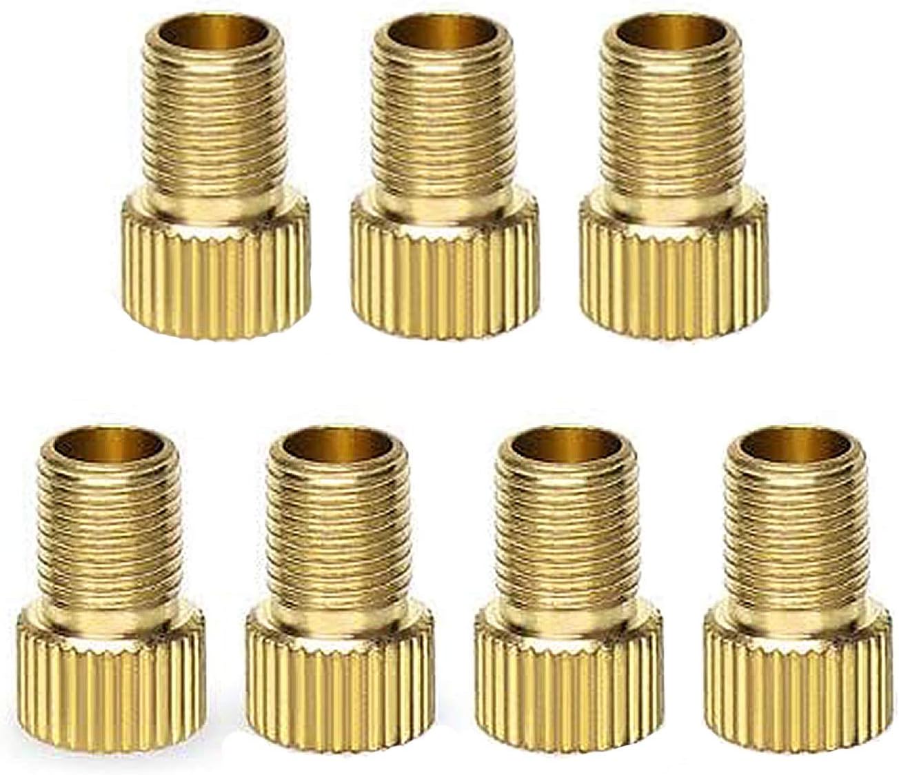 7 Pcs Brass Presta to Schrader Bike Tire Valve Converter Adapter, Bicycle Bike Tube Pump Mouth Air Compressor Tools
