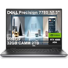 Dell Precision 7000 7780 Mobile Workstation Laptop NVIDIA RTX 4000 Ada 12GB, 17.3" FHD, Intel 24-Core i9-13950HX > Ultra 7 165H, 32GB CAMM2 DDR5, 2TB SSD Pro Max for Designer Creator, Win 11 Pro