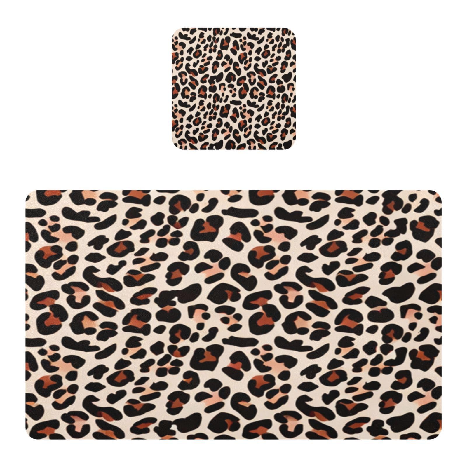 BURSTDDY Leopard Print Placemat Waterproof Place Mat for Dining Table