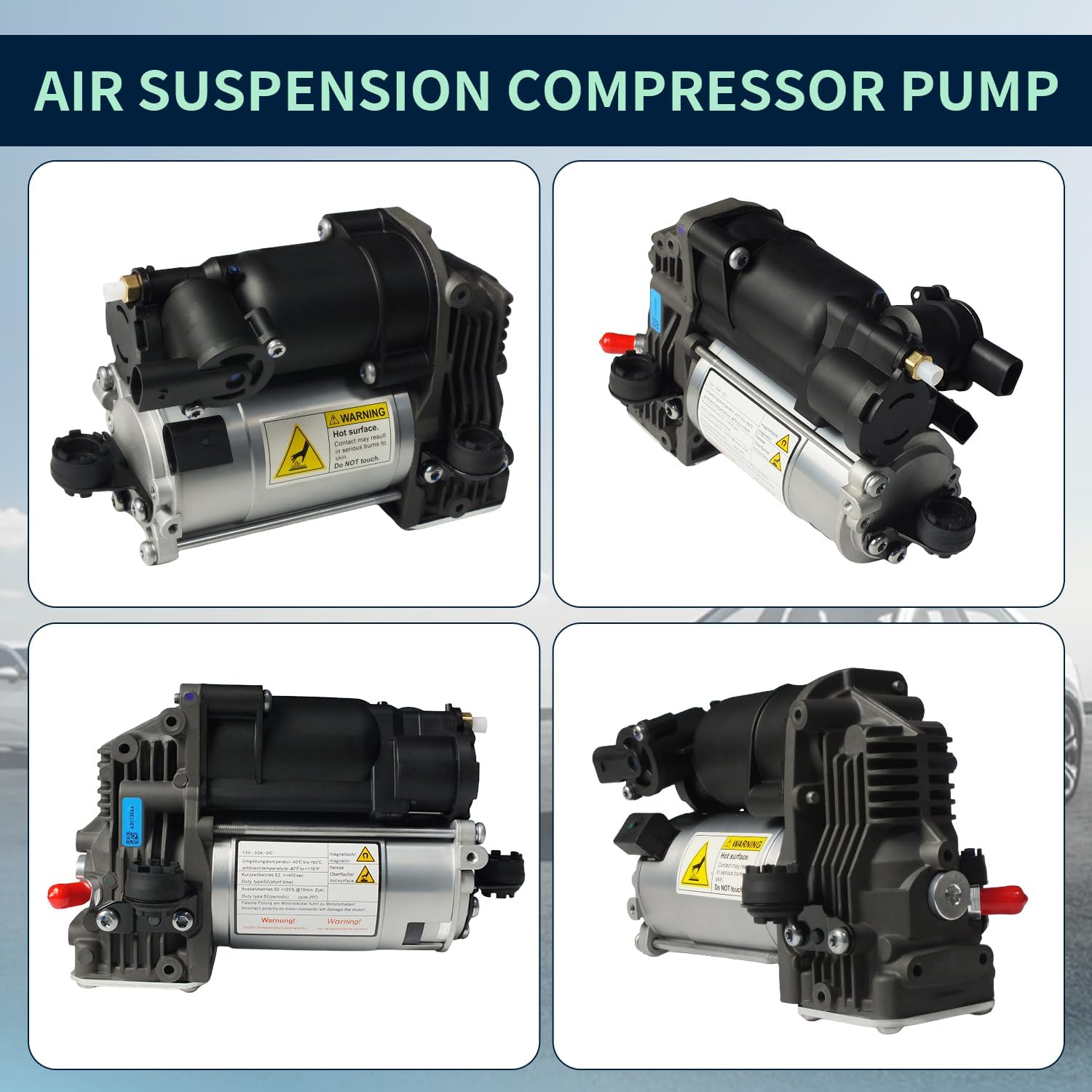 Air Suspension Compressor Pump Replacement Compatible with Mercedes Benz W221 S350 S400 S450 S550 S600 S63 AMG for Mercedes ML GL Class W166 X166 2007-2012 CL550 CL600 CL65 CL63 2213201604 2213200704