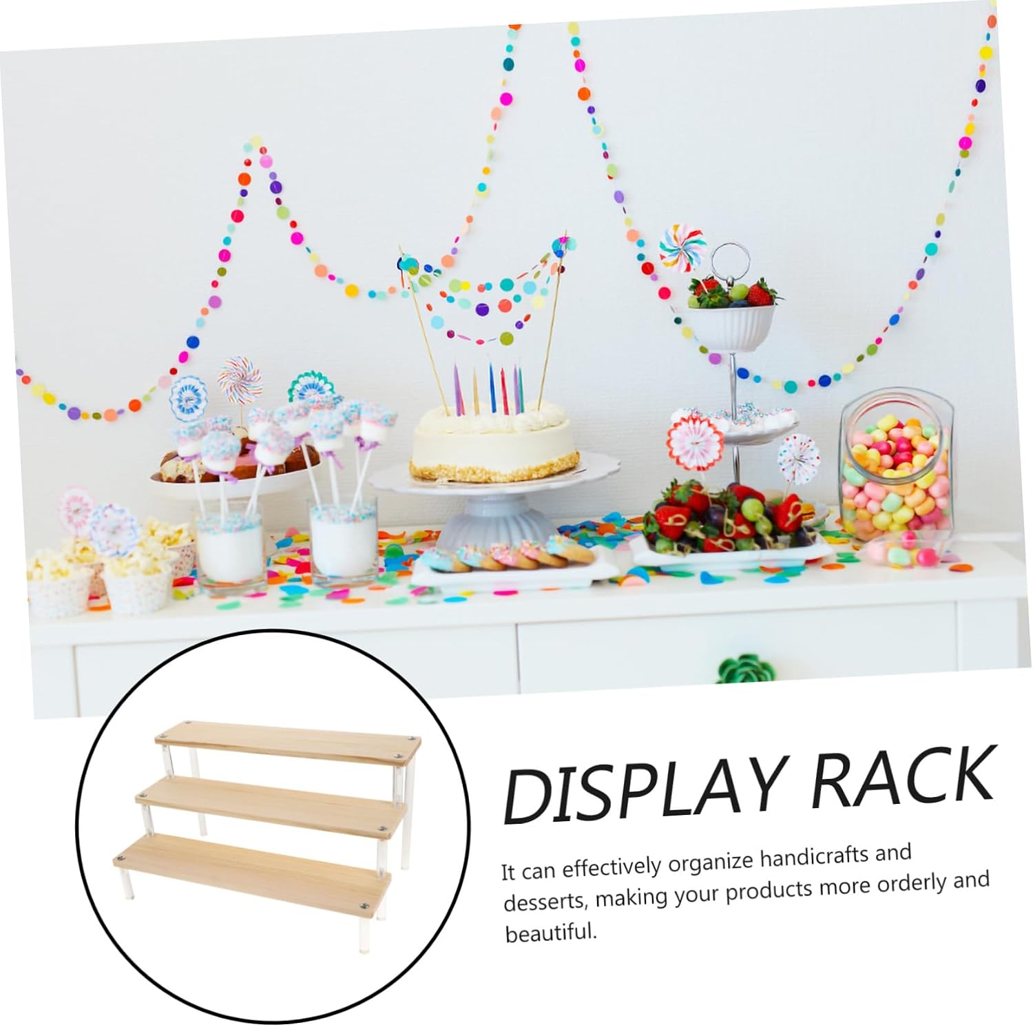Acrylic Display Rack Figures Desserts Display Stand Sturdy Organizer for Home Store Use Elegant Design for Toys Cake Showcase Strong Load Capacity