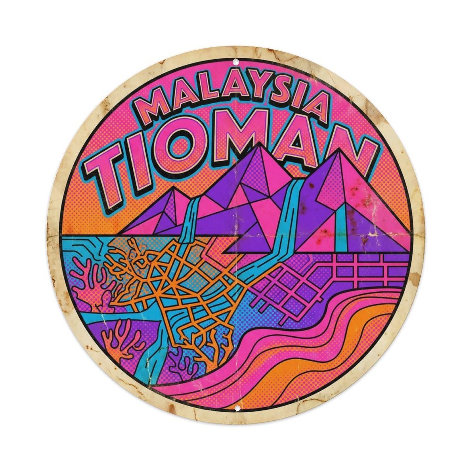 Odgynaw 8X8inch(20X20cm) Malaysia Tioman Island East Coast Beach Destination Metal Tin Sign