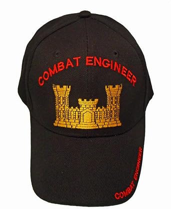 Army Combat Engineer Baseball Cap Black Hat and Sticker Mens Women Vet