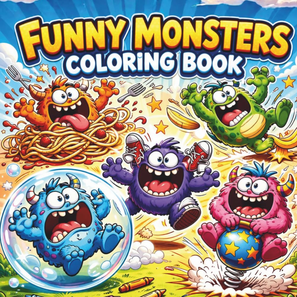 Funny Monsters Coloring Book for Kids Ages 4–8: Hilarious Silly Monster Adventures to Color | Goofy, Crazy and Ridiculous Scenes Full of Laughs and Fun