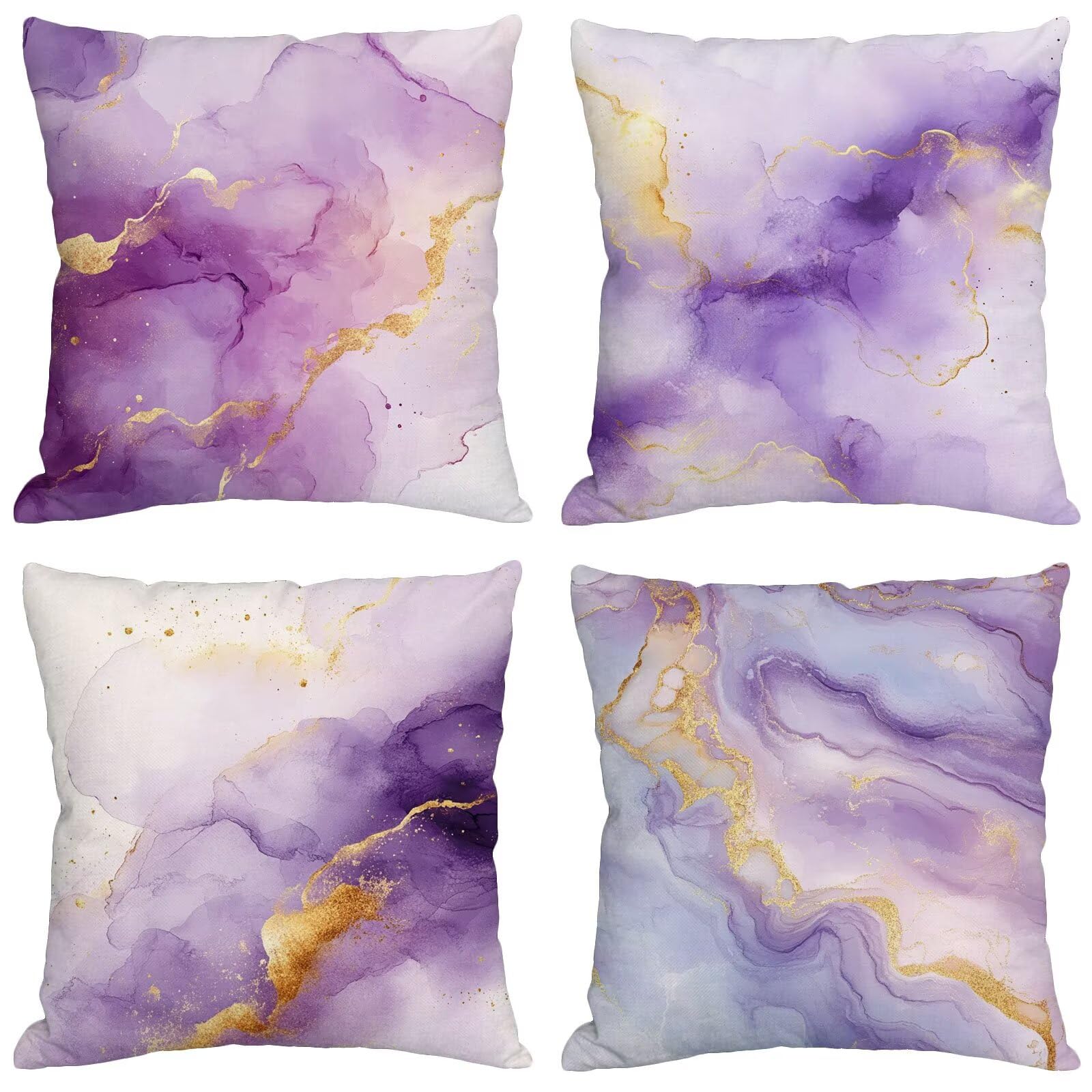 Viola Cuscini per Divano Esterno Giardino Astratto Cuscini 55x55cm Grandi Copricuscini per Divani Impermeabili Linoi Cushion Covers per Interno/Esterno Balcone Patio Estate Decor Regalo,Set di 4 BZ-45