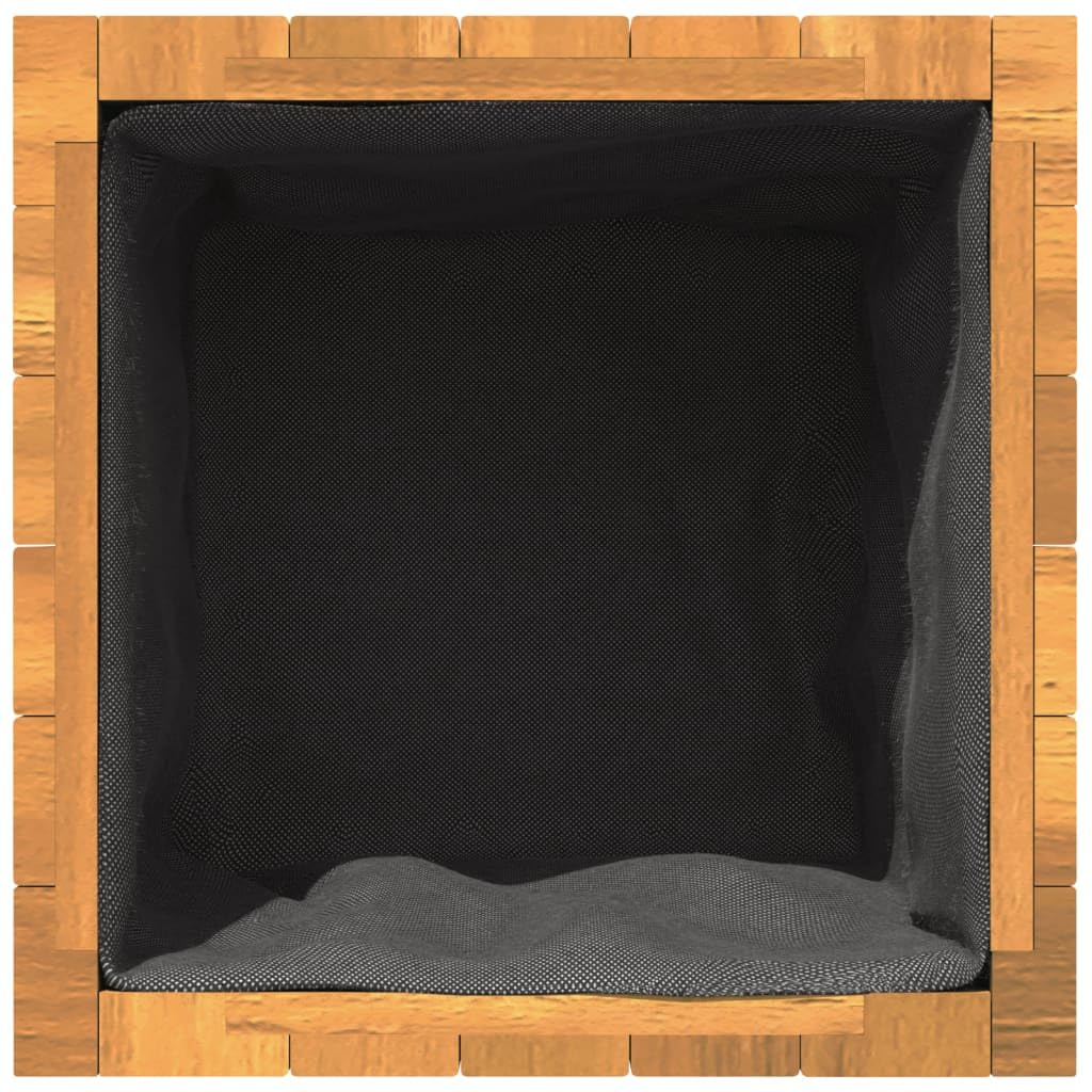 Pflanzkübel aus massiver Akazie 35 x 35 x 35 cm mit Vliesbeutel, Blumen Topf für drinnen draußen, Pflanz Gefäß für Balkon, Terrasse, Fensterbank und Deko