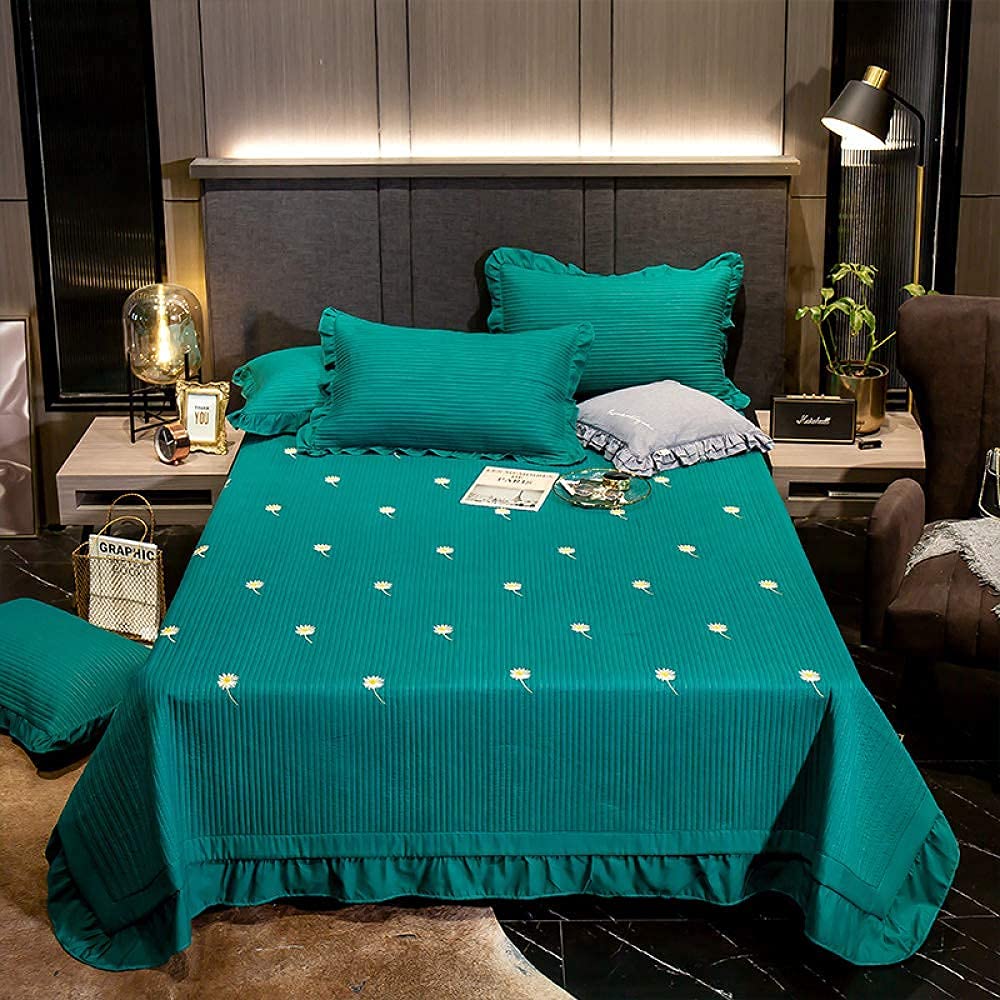 Parure de lit haut de gamme en coton brodé 200x230 cm drap bleu luxe