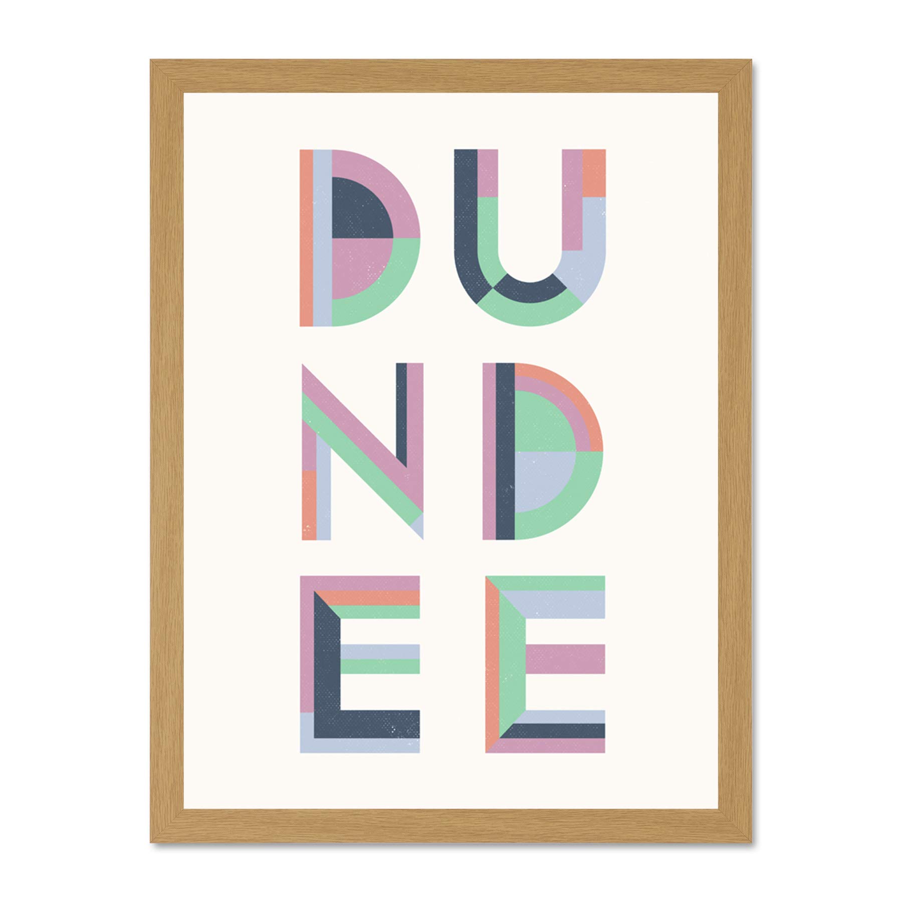 Wee Blue Coo Dundee Colourful Word Art 18x24 Large Framed Art Print Poster Wall Decor 18x24 inch
