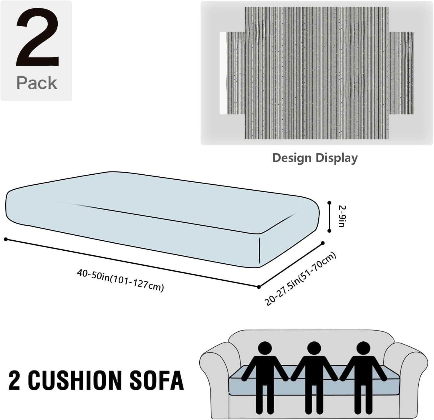 Stripe Heart Dots Loveseat Covers Couch Covers for 2 Cushion Couch, 2-Piece Stretch Sofa Slipcovers Anti-Slip Washable Furniture Protectors for Dogs Pets