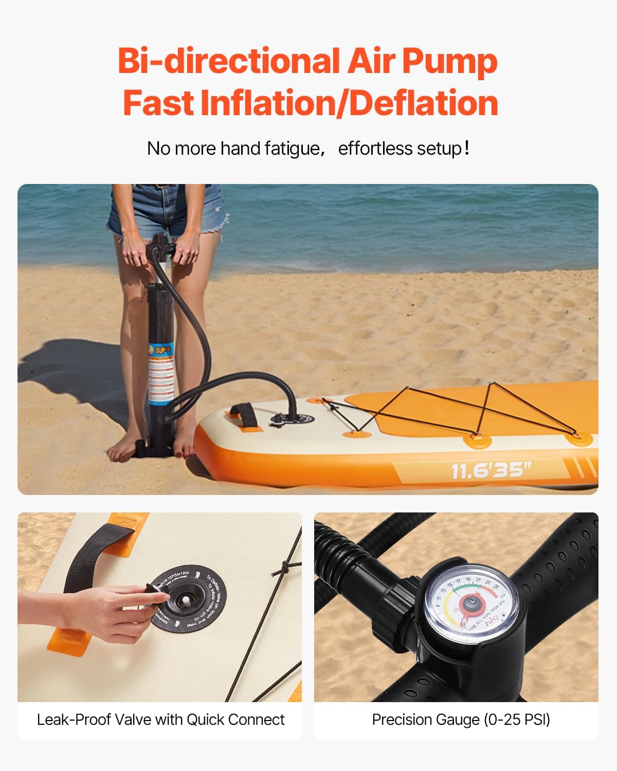 VEVOR Inflatable Stand Up Paddle Board, with Board Accessories, Pump, Paddle, Fin, Phone Bag, Backpack, Ankle Leash, Repair Kit, Non-Slip Deck for Youth & Adults