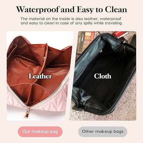 Miniatura 3 de Bolsa de maquillaje de gran capacidad, bolsas de cosméticos para mujer, bolsa de aseo de viaje de cuero, organizador de maquillaje, regalos para