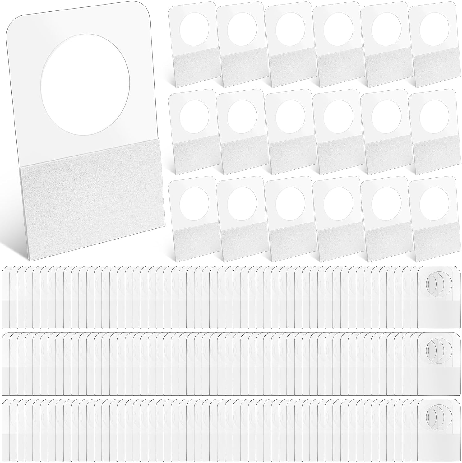 Blulu 3000 Pcs Clear Slot Hole Hang Tags Self Adhesive Hanging Tabs Plastic Retail Hang Tabs for Store Display Retail Displays(Round,0.875 x 1.25 in)