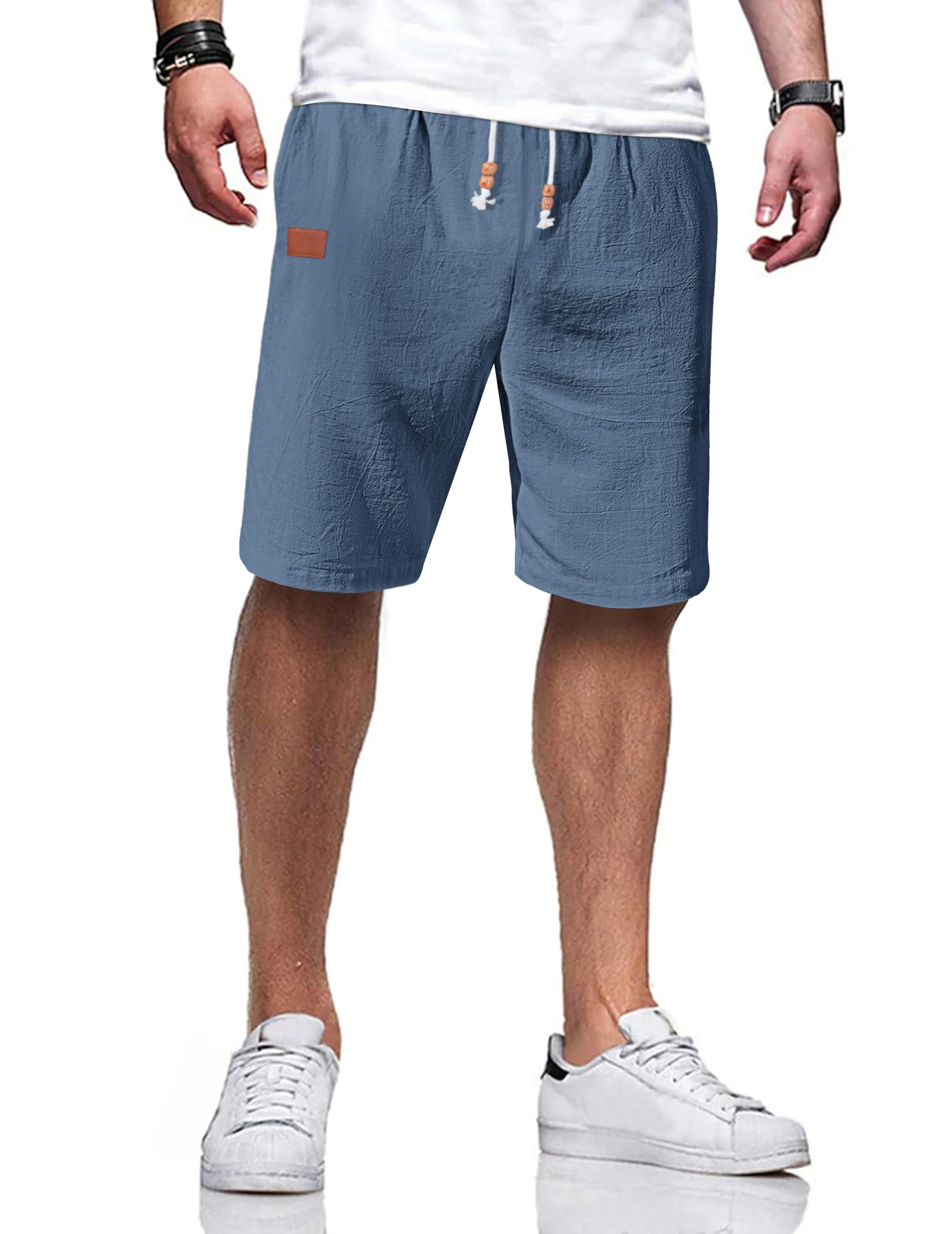 TARAINYA Pantaloncini Lino Uomo Bermuda Uomo in Morbido Cotone e Lino con Cordino Regolabile e Tasche