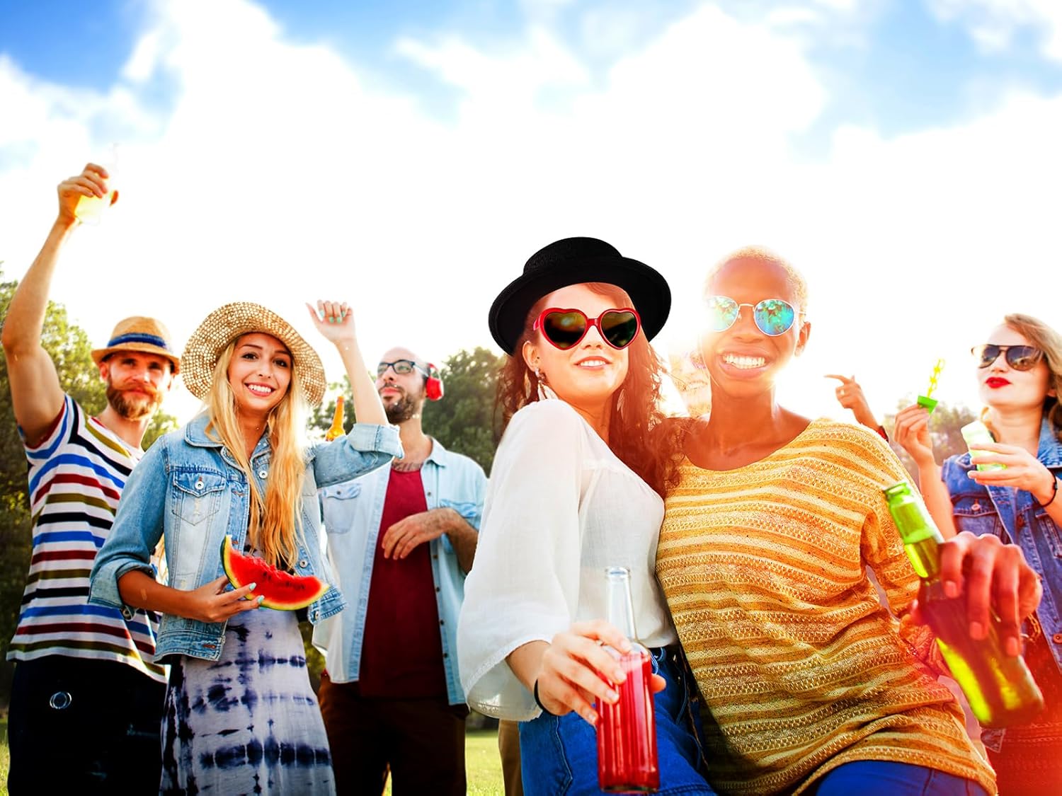 Classic Black Fedora Hat with Red Heart-Shaped Sunglasses – Fun Party and Costume Accessory Set for Teens and Adults - Image 4