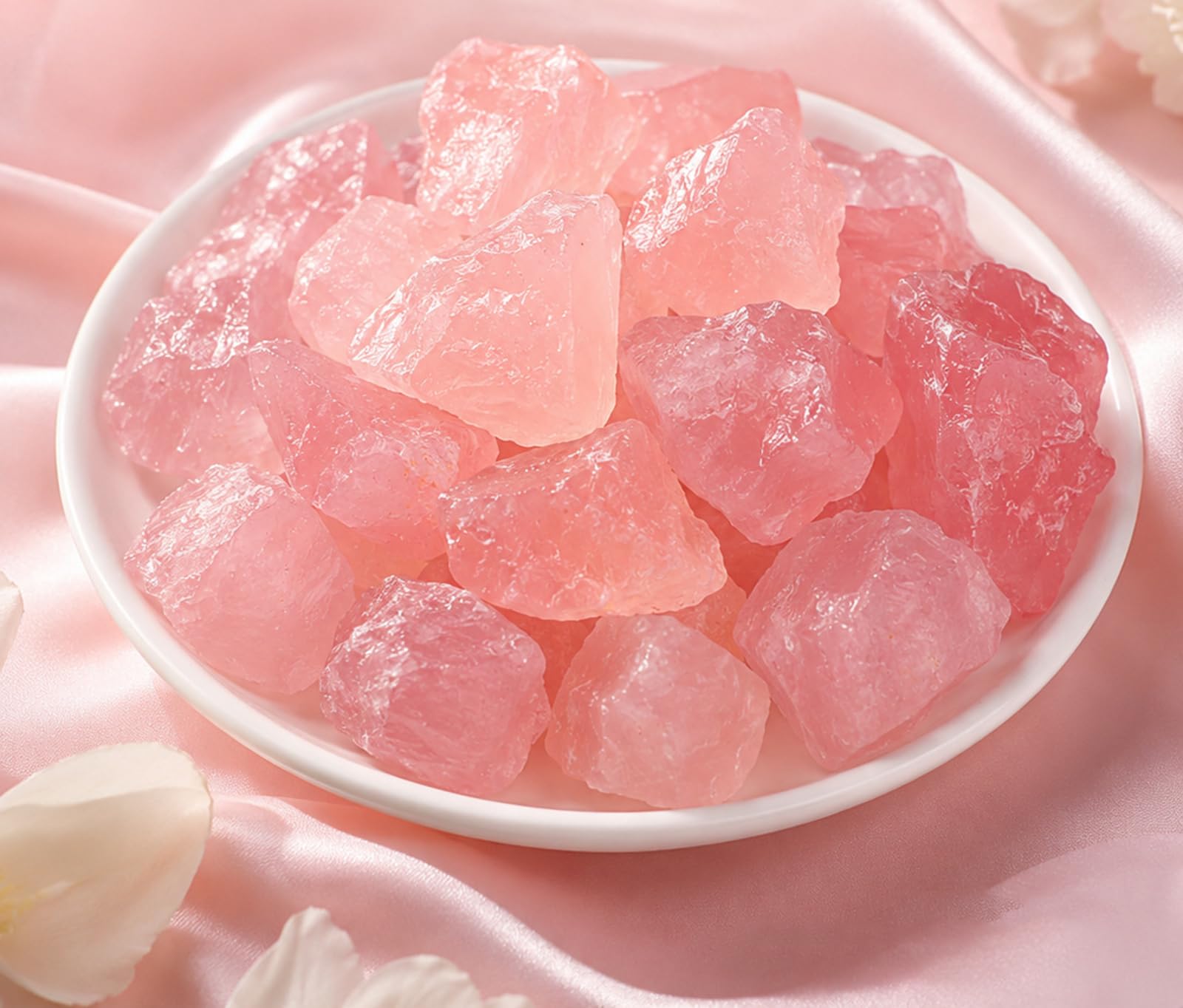 Naturalny kwarc różowy i przezroczyste kryształy kwarcu | Dekoracje zapachowe do domu, rękodzieło DIY, medytacja i prezenty kryształowe (mieszane szorstkie kamienie)