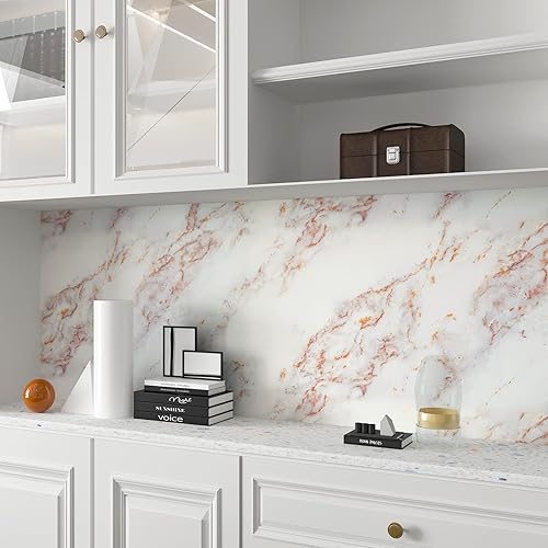 Miniatura 7 de CRE8TIVE Papel de contacto de mármol blanco mate dorado para encimeras de despegar y pegar papel tapiz de mármol blanco extraíble autoadhesivo rollo