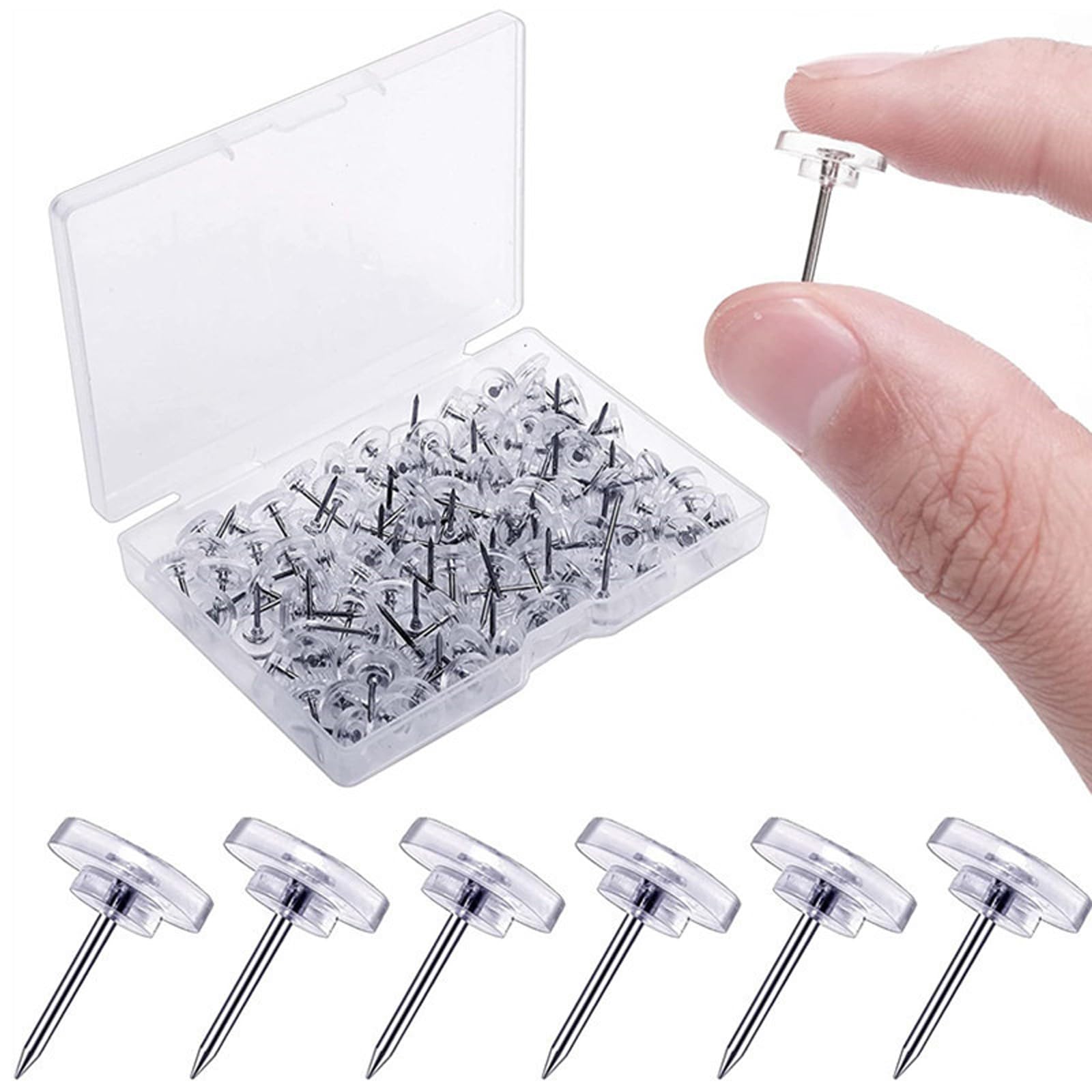 Lunpog No Clear Push Pins 120 Pcs Drawing Pins Thumb Tacks For Cork Board, Tice And Bulletin Boards, Maps Posters Photos