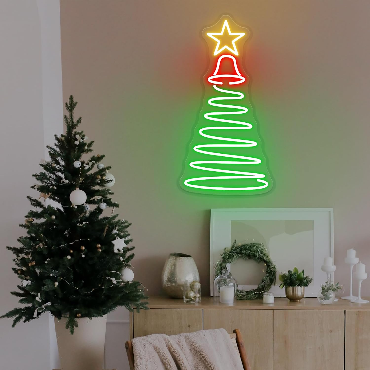 Christmas Decor Neon Sign Light Wall Art Gifts, Neon Sign Wall Decorations Bar Pub Club Rave Apartment Home Decor Party