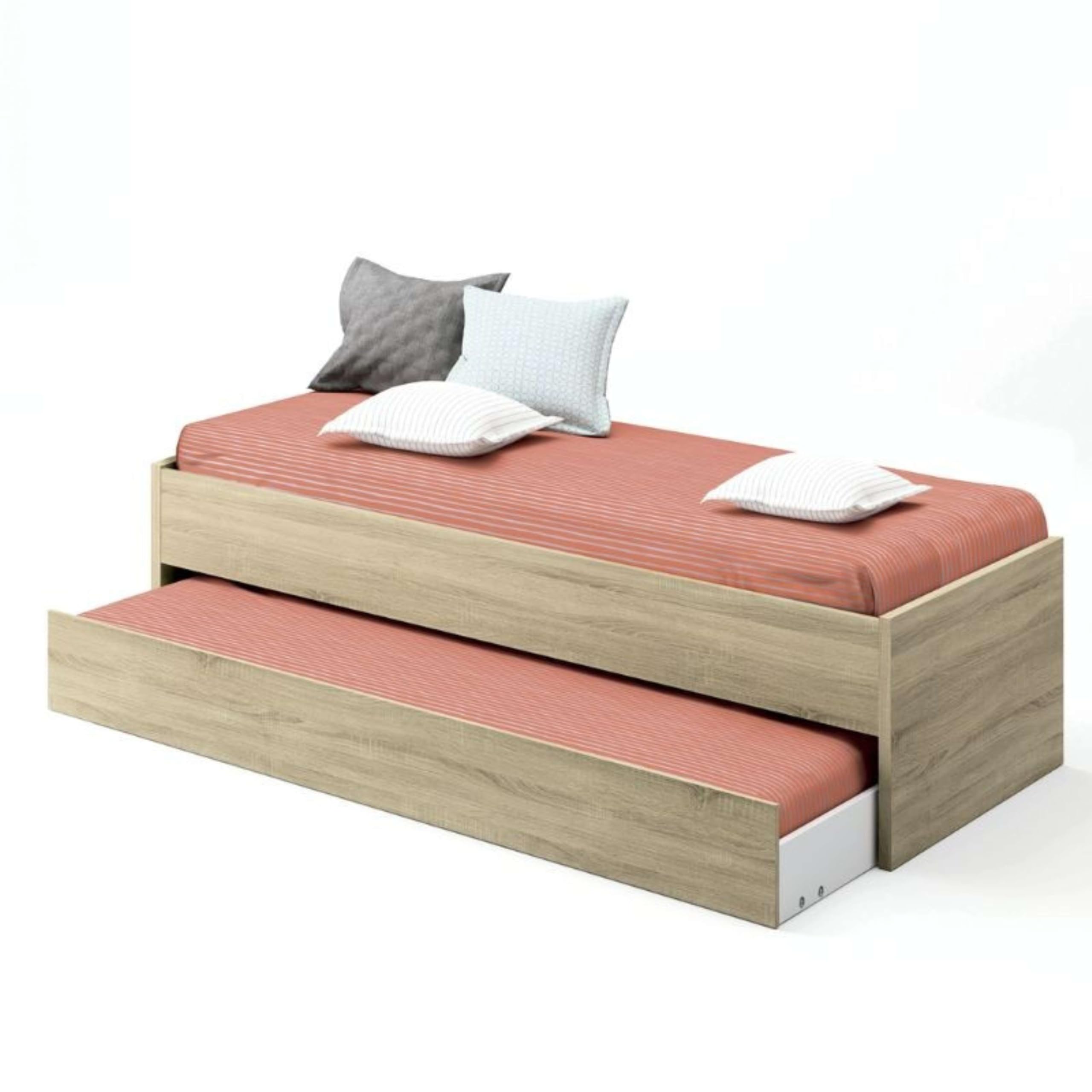 Miroytengo Pack Muebles Dormitorio Juvenil Tibet Estilo Natural en Color Roble Cambrian (Cama 105x190 cm + Armario + Cómoda)