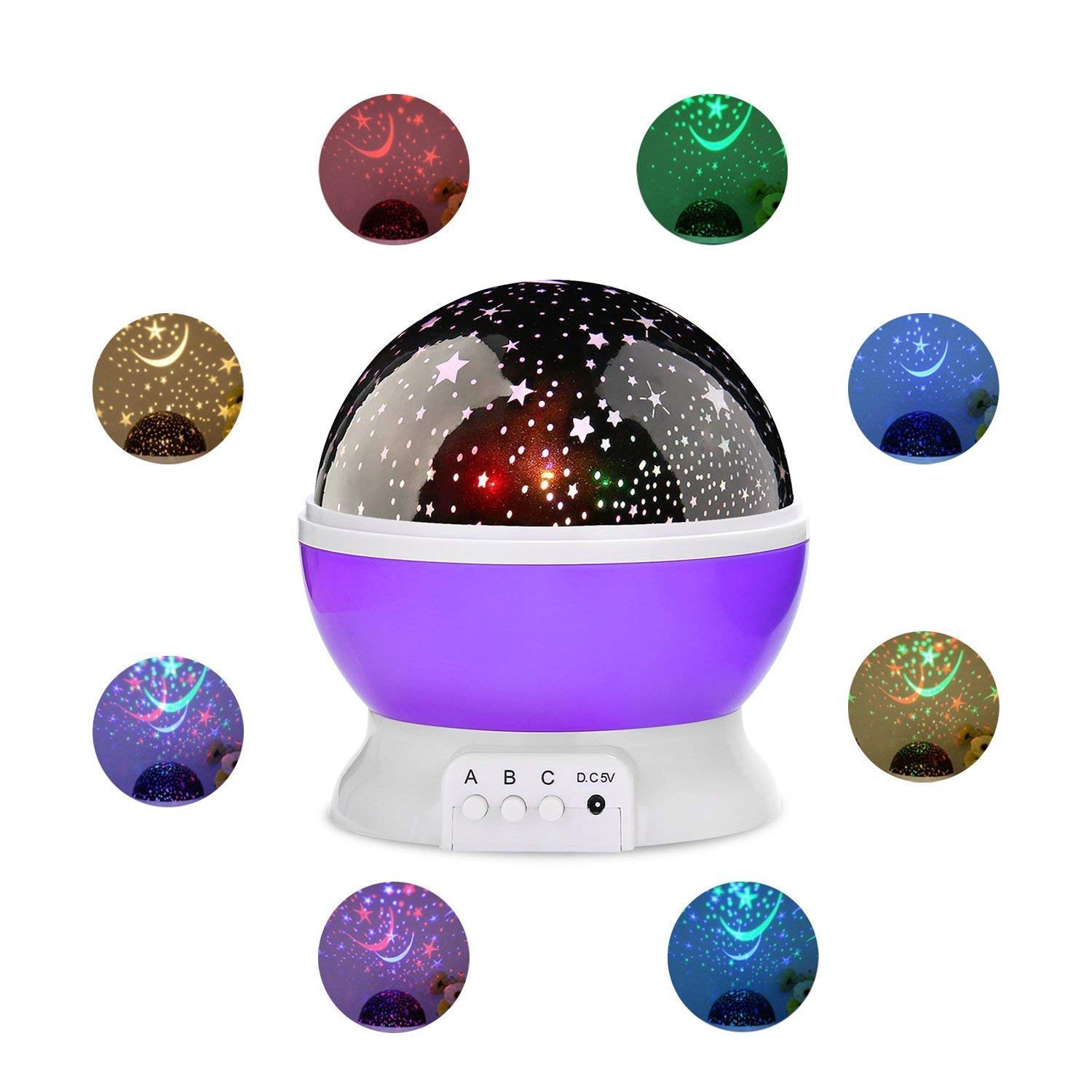ZAYNE Star Master Rotating 360 Degree LED Moon Night Light Lamp Projector With Colors And Usb Cable,Lamp For Kids Room Night Bulb (Multi Color,Pack Of 1, Random,Plastic)