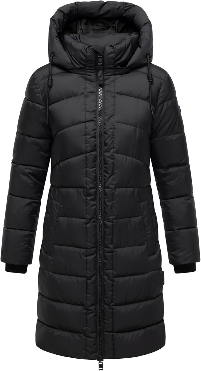 Marikoo Women's Long Winter Coat with Hood - Quilted Mid-Thigh Length Parka - Water-Repellent - Kaltnäschen 16 S-3XL - Image 9