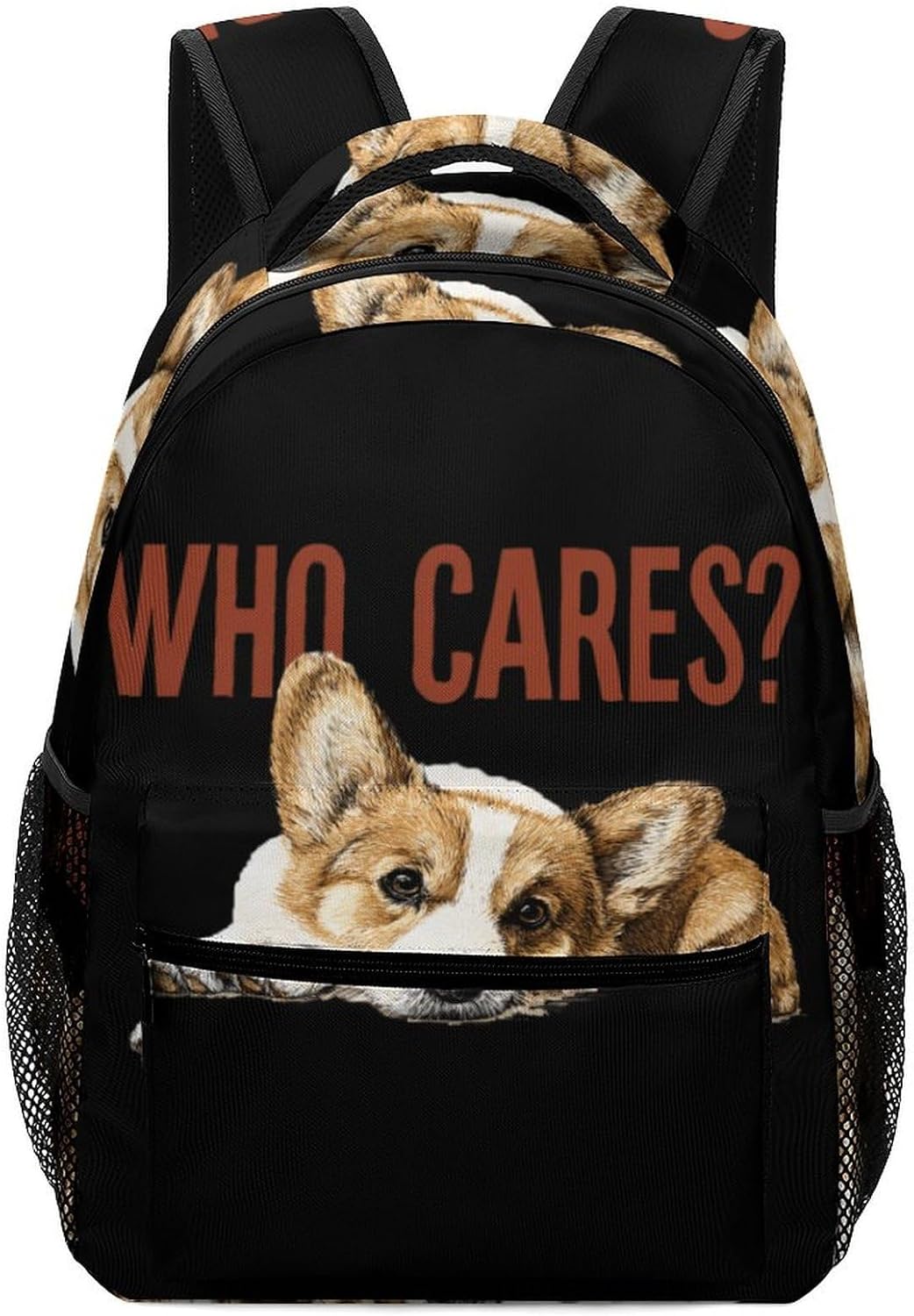 Corgi Dog Who Cares Unisex Backpack Casual Daypacks Lightweight Shoulders Bag for Camping Hiking Travel