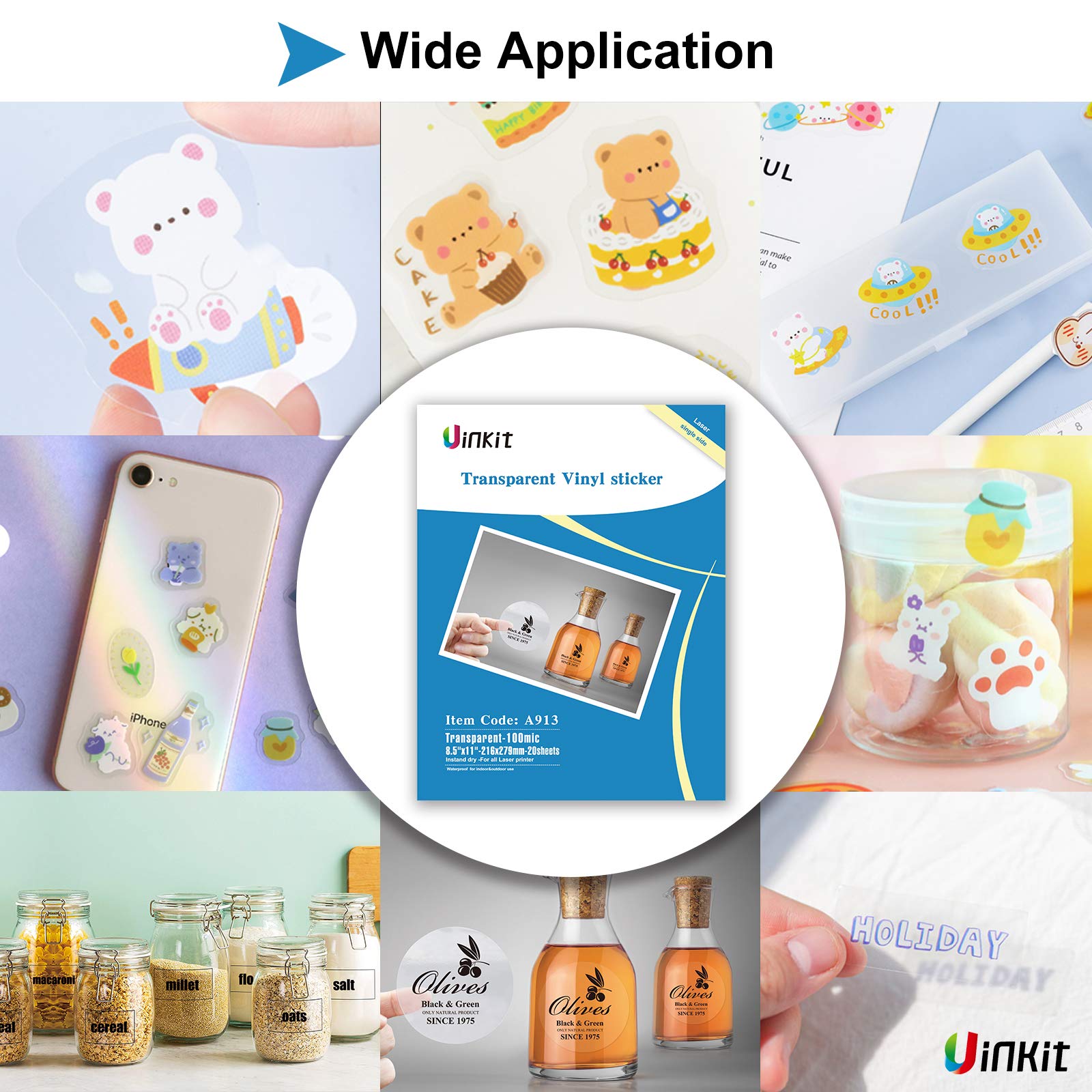 Buy Uinkit Printable Clear Sticker Waterproof Transparency Vinyl