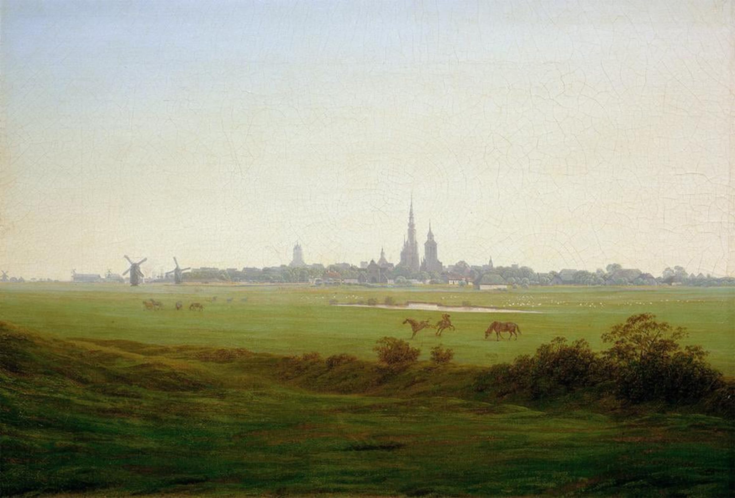 SERENDIPITP Abstract Painting Mural Print Picture Wall Decor Painting Meadows near Greifswald by Caspar David Friedrich Vintage Wall Artwork for Home Decor 60x90cm