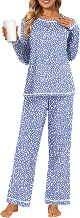 Netsmile Womens Pajama Sets 2 Piece Ladies Long Sleeve Pjs Fall Loungewear Soft Sleepwear with Pockets