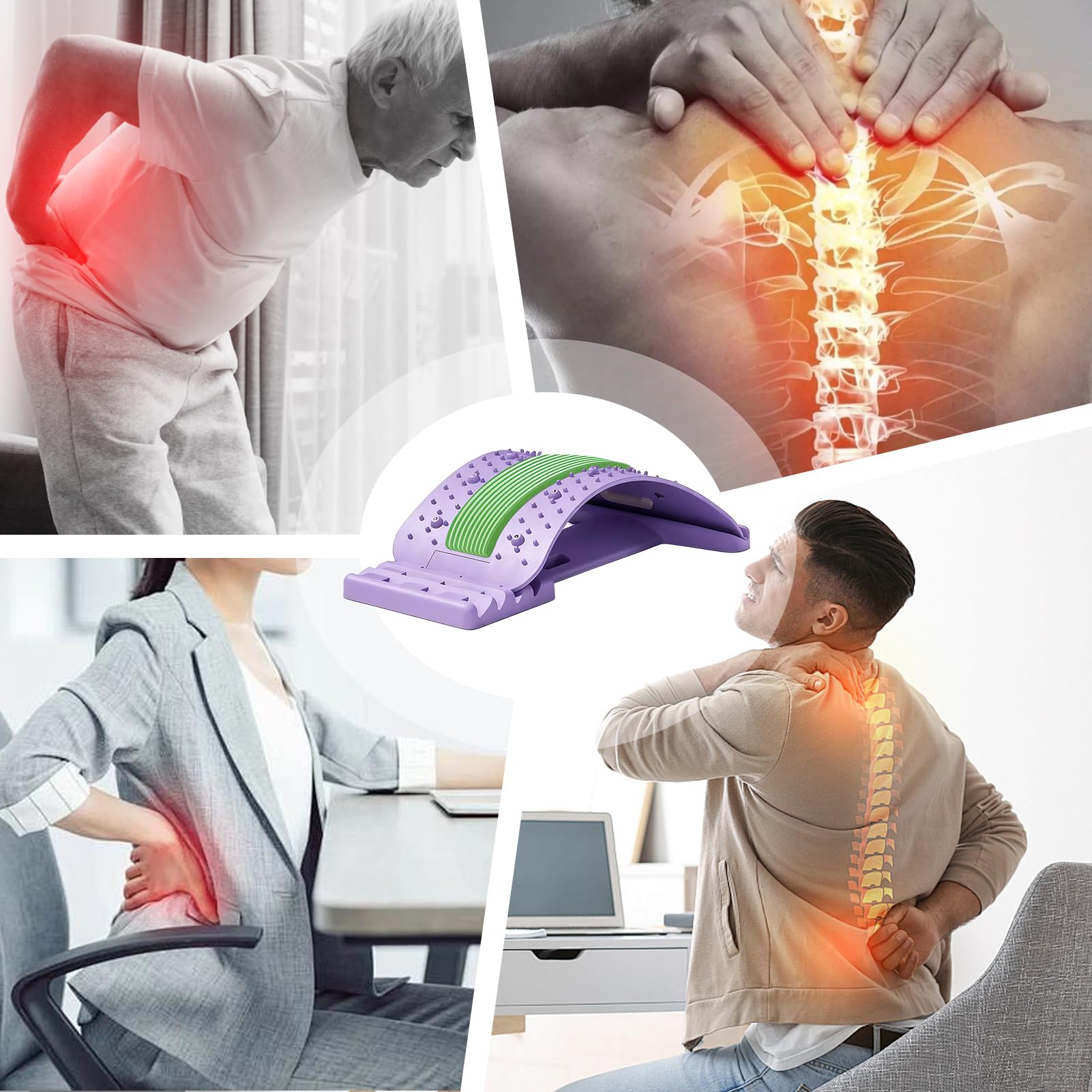 Magic Stretcher Planche de Soutien Lombaire 4 niveaux réglables 10 magnétique Violet