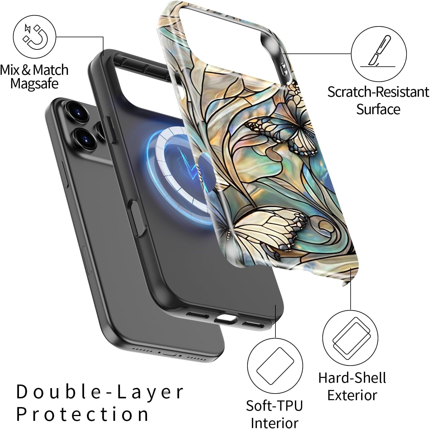 DorisMax for iPhone 17 Pro Max Case - Wireless Charging - Cute Floral image 2