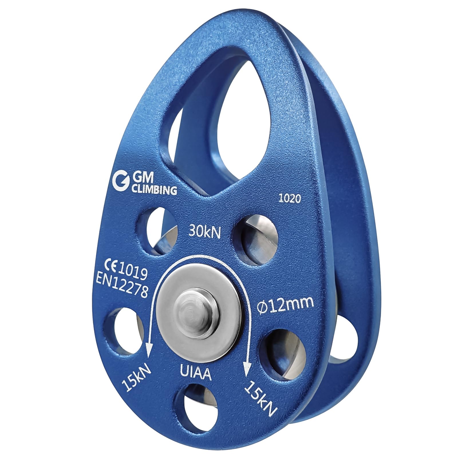 30kN Cable Trolley Pulley Dual Pulley With 25kN Srew Locking Carainber For Rock Climbing Caving Aloft Work Rescue