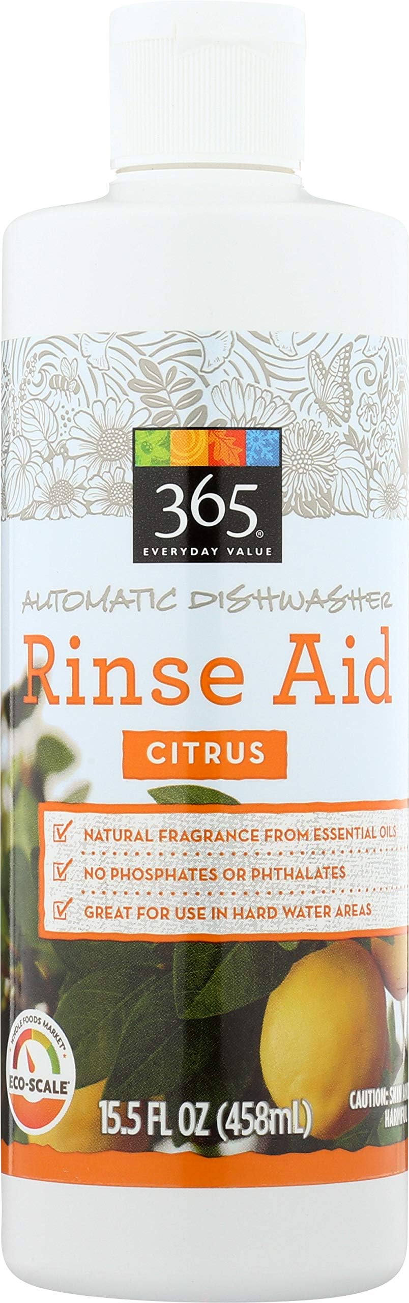 365 Everyday Value, Automatic Dishwasher Rinse Aid, Citrus, 15.5 fl oz