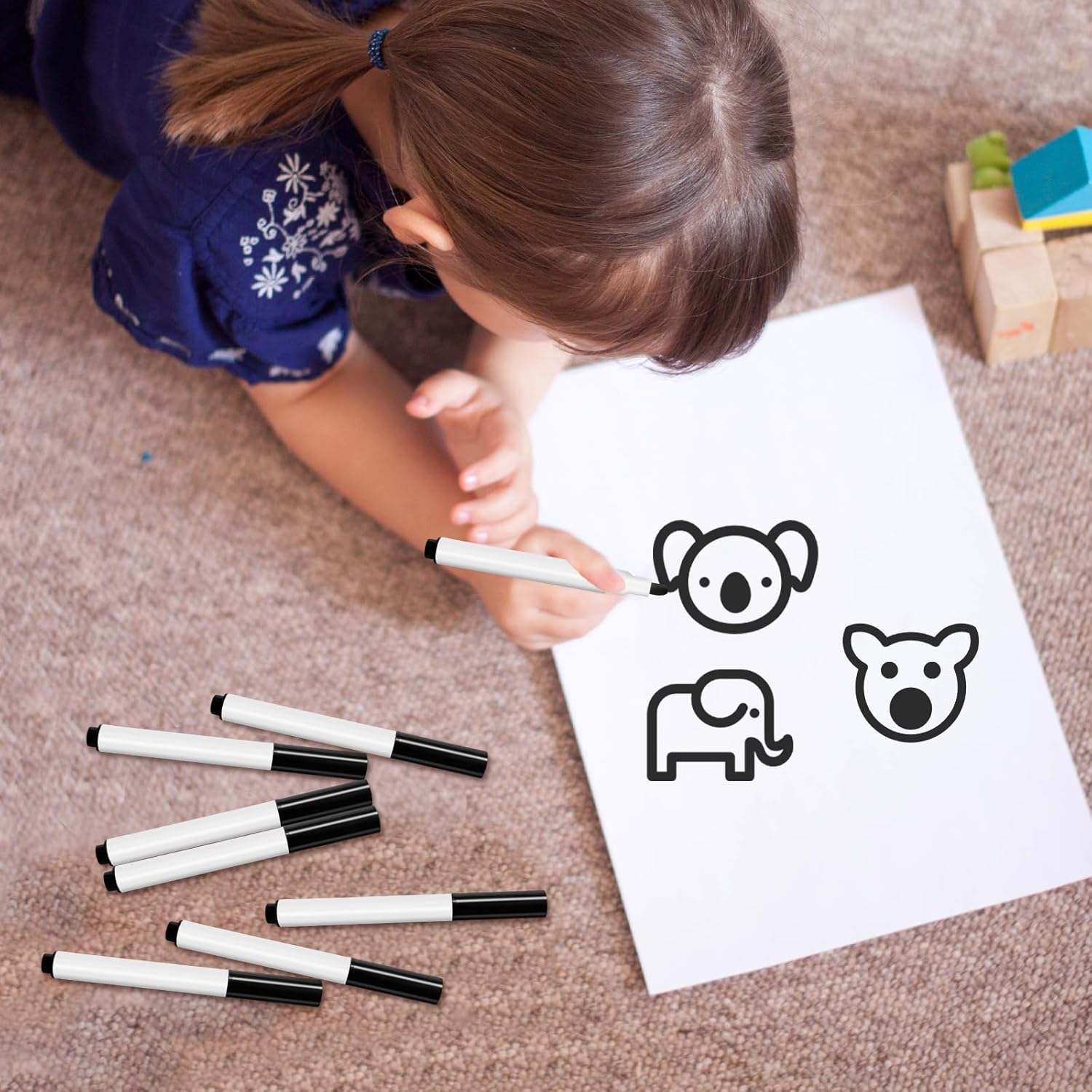 10 Pack Black Refill Drawing Pens Compatible Kids Smart Drawing Robot, Replacement Markers for Auto Sketching Machine