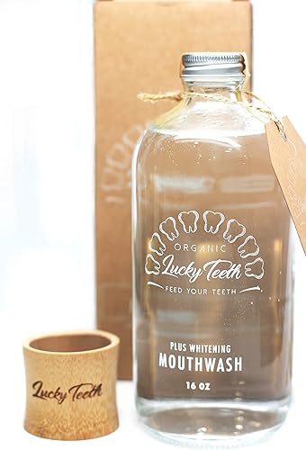 Enjuague bucal orgánico - Plus Blanqueamiento - Blanquea, refresca. Peróxido de grado alimenticio + aceites esenciales. Vegano y libre de crueldad.
