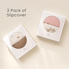 Konssy Muslin Baby Lounger Cover 2 Pack, 100% Cotton Newborn Lounger Cover, Soft and Breathable Lounger Cover for Boys Girls, Covers Only (Leaf,Green)