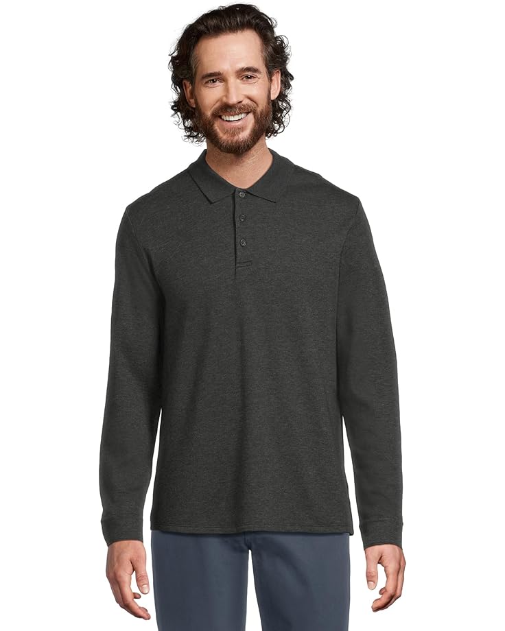 Vince Heathered Double Face Long Sleeve Polo - Main View