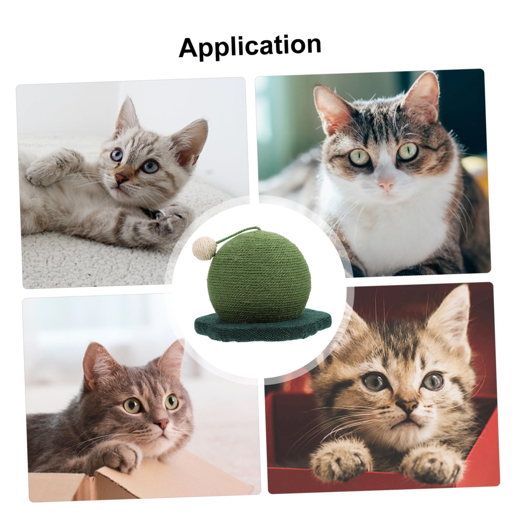 Griffoir pour Chat de Boule, Jouet Vert en Bois et Corde