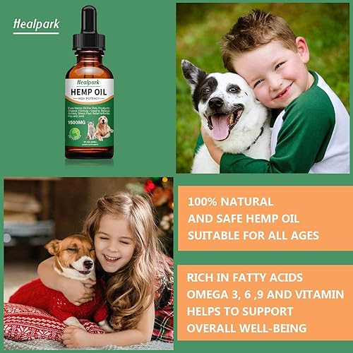 Miniatura 3 de Aceite de cáñamo para perros y gatos, paquete de 2 unidades, 1500 mg, ansiedad por separación, dolor en las articulaciones, alivio del estrés,