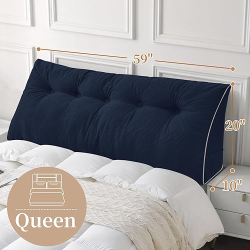 Miniatura 5 de Sasttie Almohada de cabecera tamaño Queen, almohada de cuña para sentarse en la cama, cojín triangular con soporte de respaldo para leer, incluye