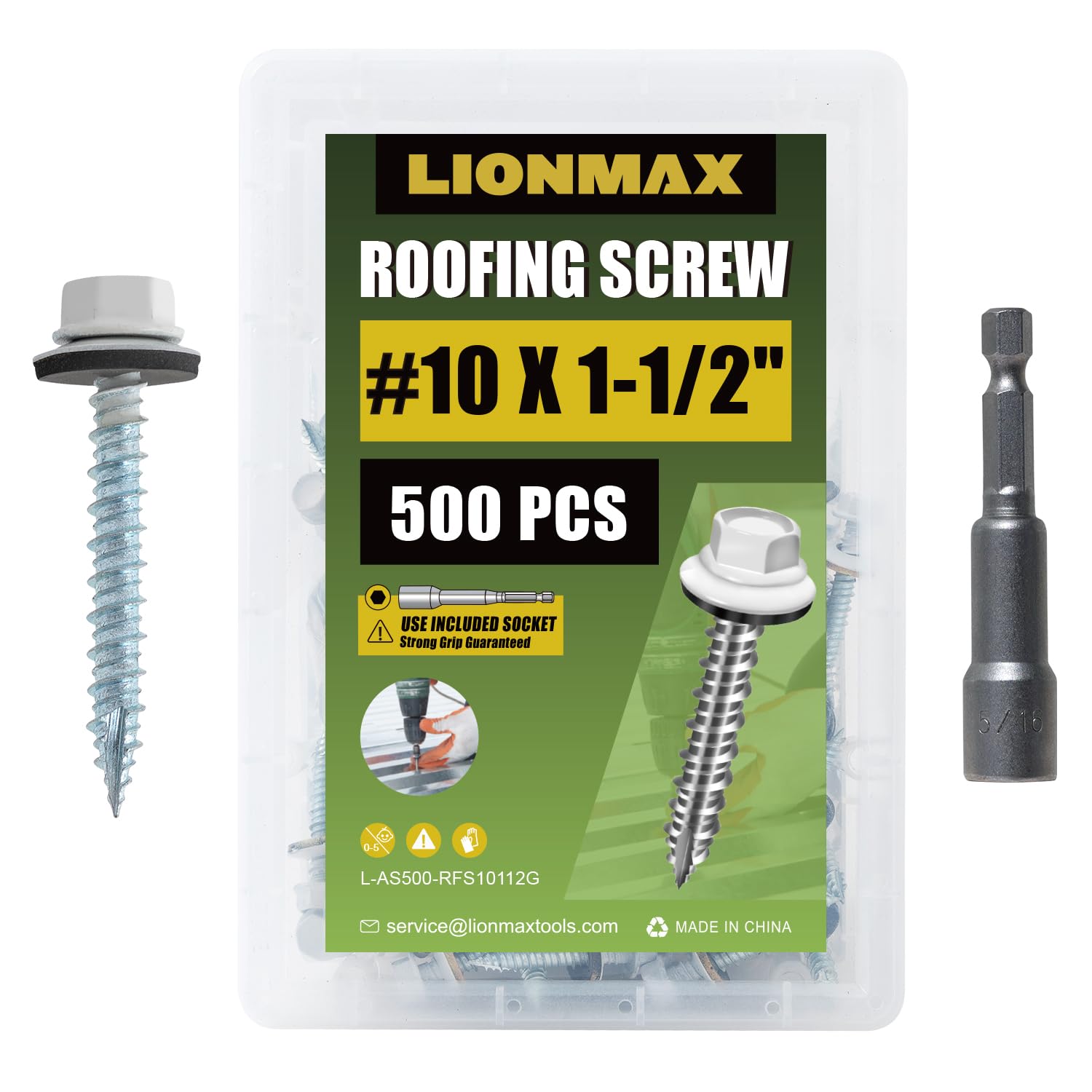 LIONMAX Metal Roofing Screws - Rustproof & Durable -14