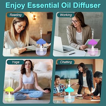 Cloud Humidifier, Essential Oil Diffuser, Mushroom Humidifiers with Water Drip,7 Colors Night Light Aromatherapy for Home Bedroom Office