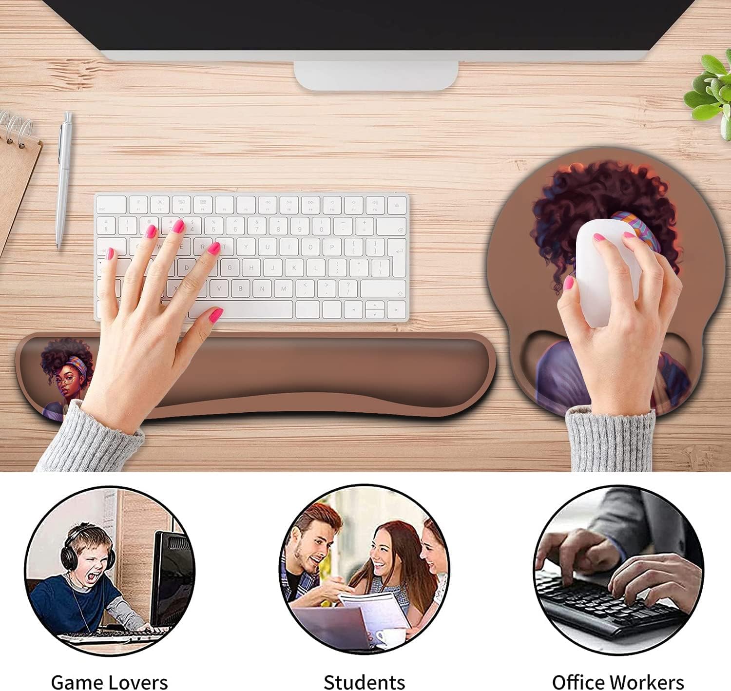 Ergonomic Mouse Pad Wrist Support Gel and Keyboard Wrist Rest Set for Laptop, Mac, Gaming and Office, Durable, Comfortable and Pain Relief + Coaster , (Yu-mouse pad-h14) 7 71tyttb6iTL. AC SL1500