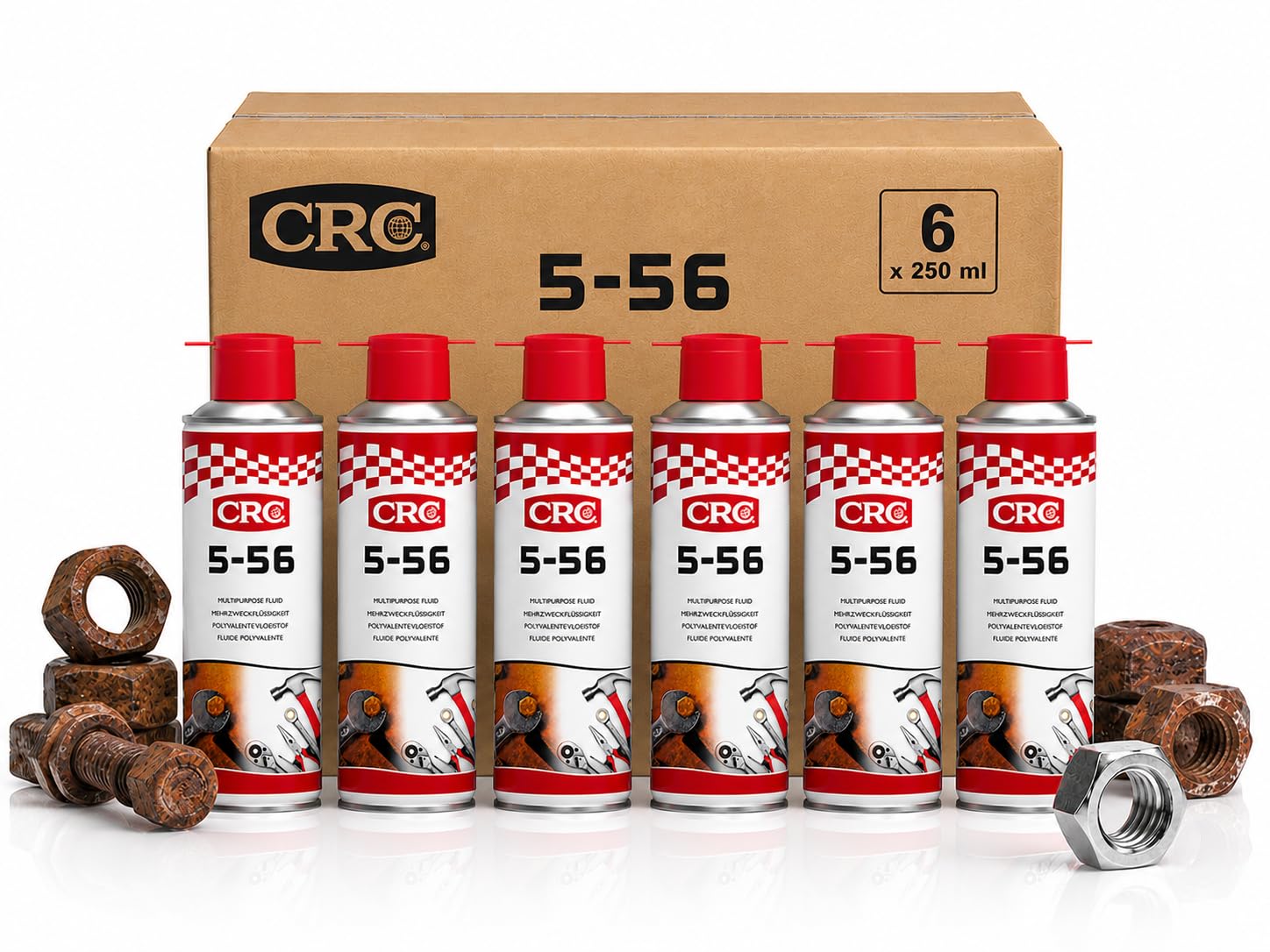 CRC 5-56 - Lubrifiant Multifonction - Dégrippant puissant - Anti-corrosion - Anti-Humidité - Lot de 6-250 ml