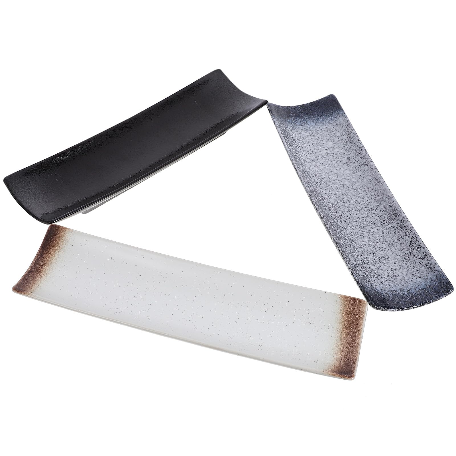 ABOOFAN Plateaux à Sushis pour Restaurants et Hôtels Plusieurs Styles et Fonction de Rangement Lot de 3 Rectangulaires en Céramique Style Japonerie, Service à Sushi Design Attrayant
