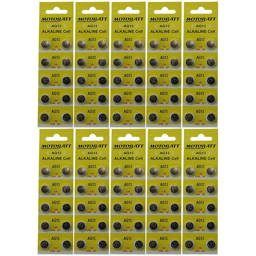 MotoBatt100 LR44 AG13 A76 357 357A 303 SP76 L1154 SR44W 157 4276 PX76A RW82 EPX76 G13 Alkaline Battery