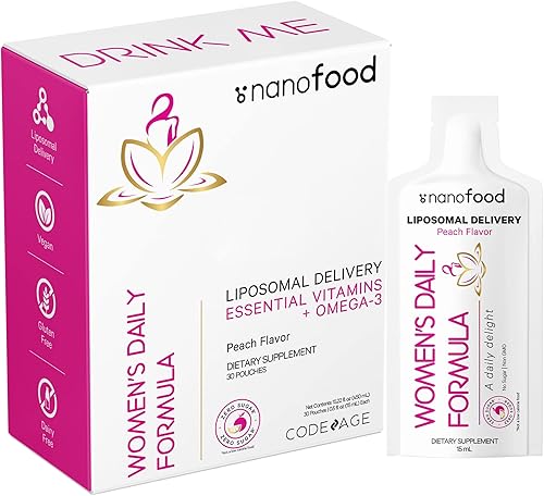 Miniatura 1 de Codeage Liposomal - Fórmula líquida de vitaminas diarias para mujer, suplemento multivitamínico líquido vegano omega-3, biotina, vitaminas A, B, C,