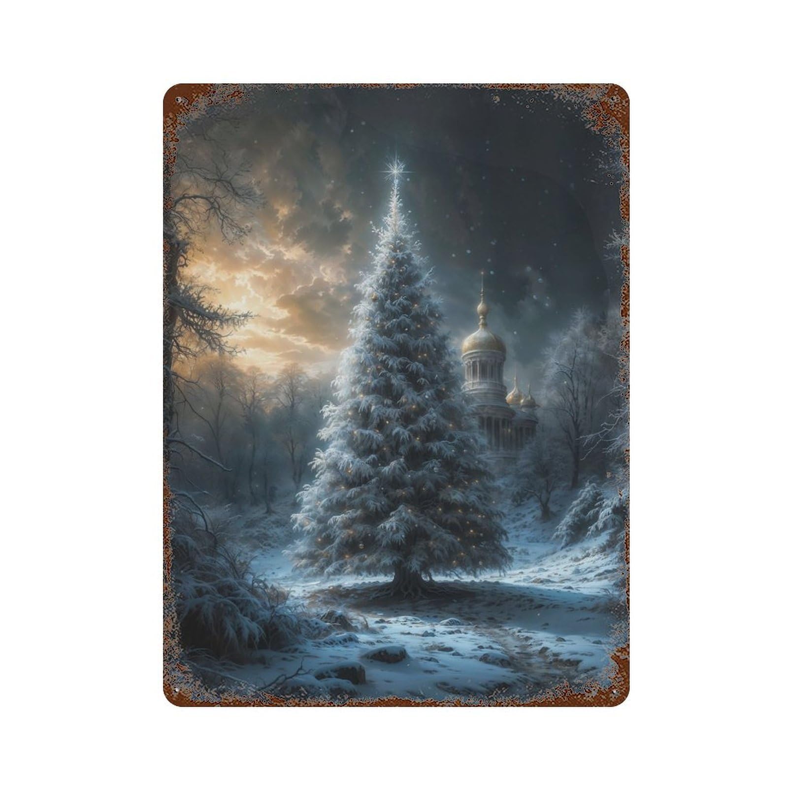 Orthodox Christmas Rusty Metal Tin Sign 15.7"x11.8", Ideal for Pub, Kitchen And Man Cave Decor